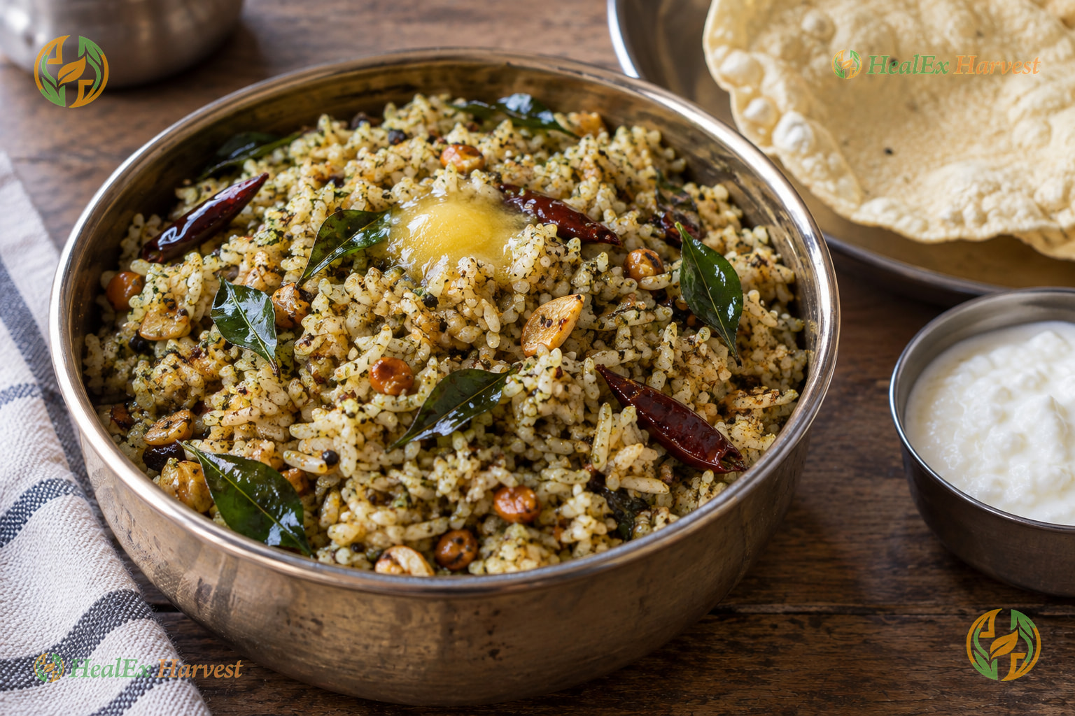 Authentic Andhra Karivepaku Podi Rice (Spiced Curry Leaf Rice)