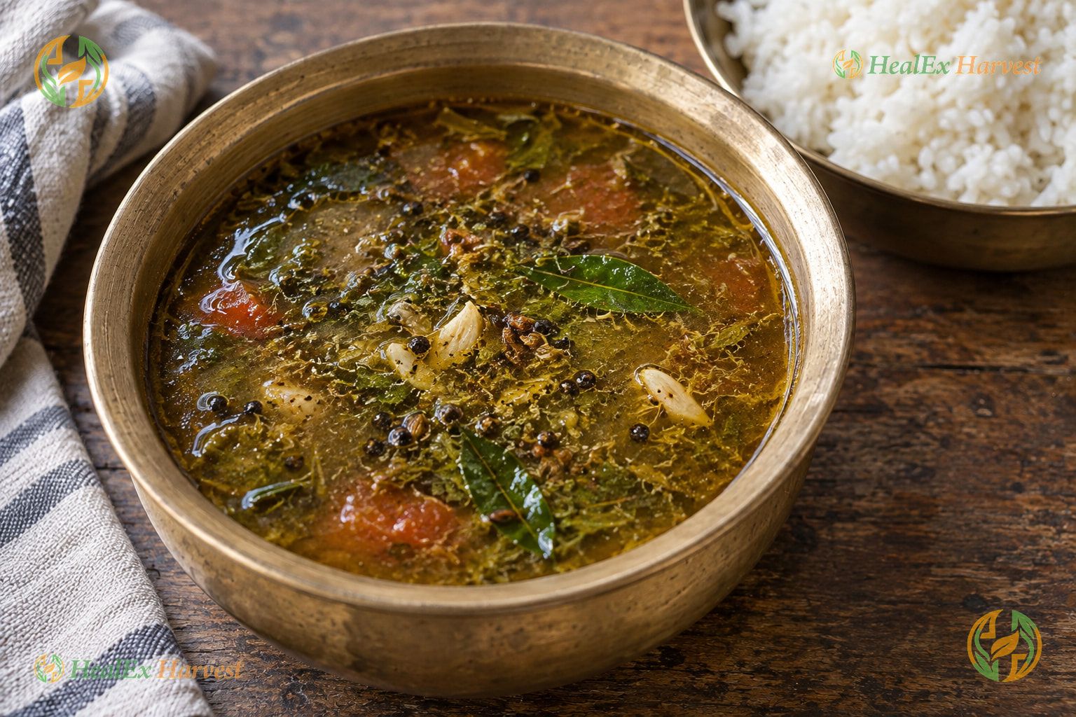 Authentic Chinthachiguru Tangy Charu (Tender Tamarind Leaf Soup)