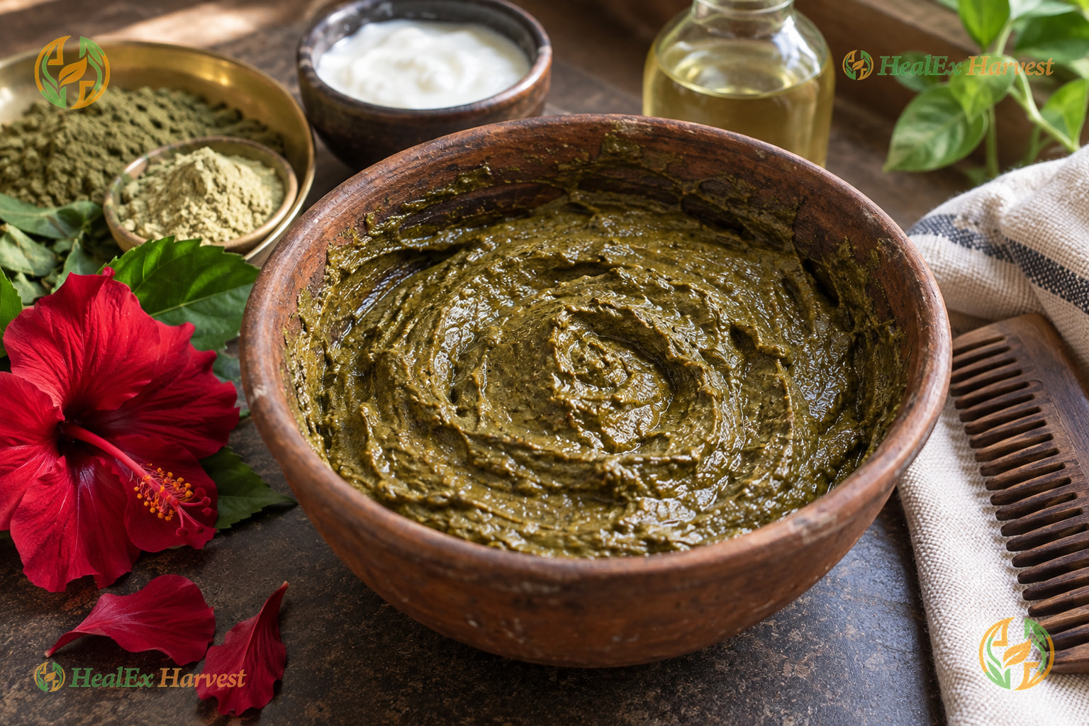 Ayurvedic Hibiscus & Henna Conditioning Hair Pack (Kesha Rasayana)