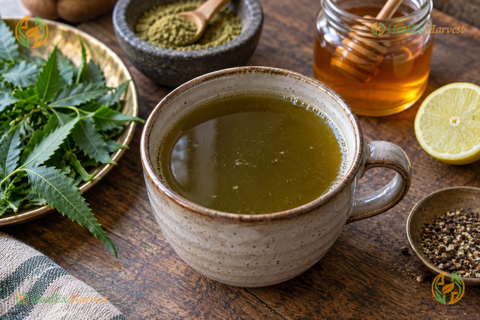 Neem Leaf Kashaya, the cleansing decoction Dr. Khadar Vali describes