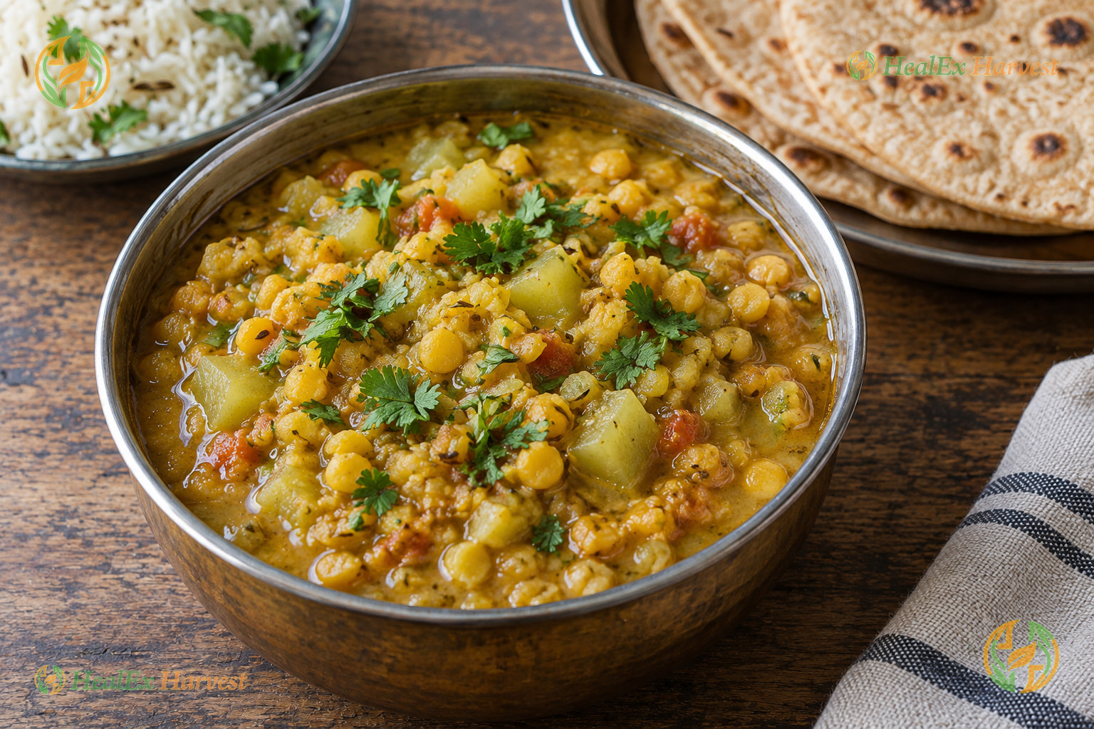 Dry spicy Sookha Kala Chana prasad with green chillies and ginger