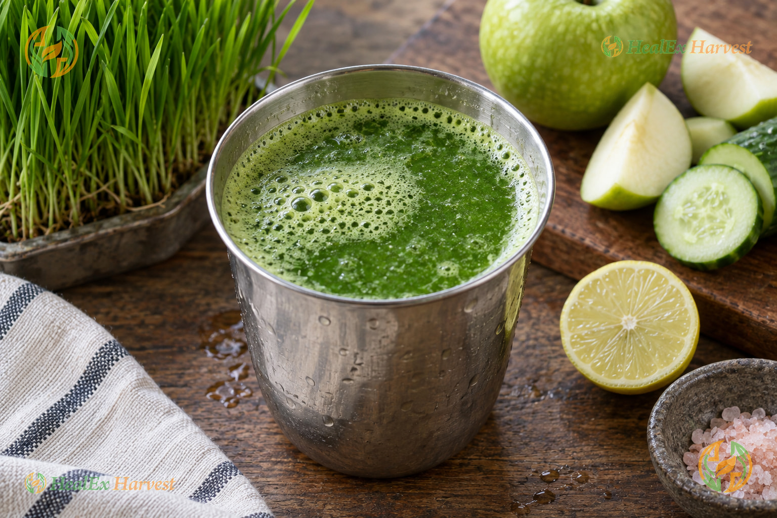 Green Vitality Wheatgrass Apple Cucumber Cooler
