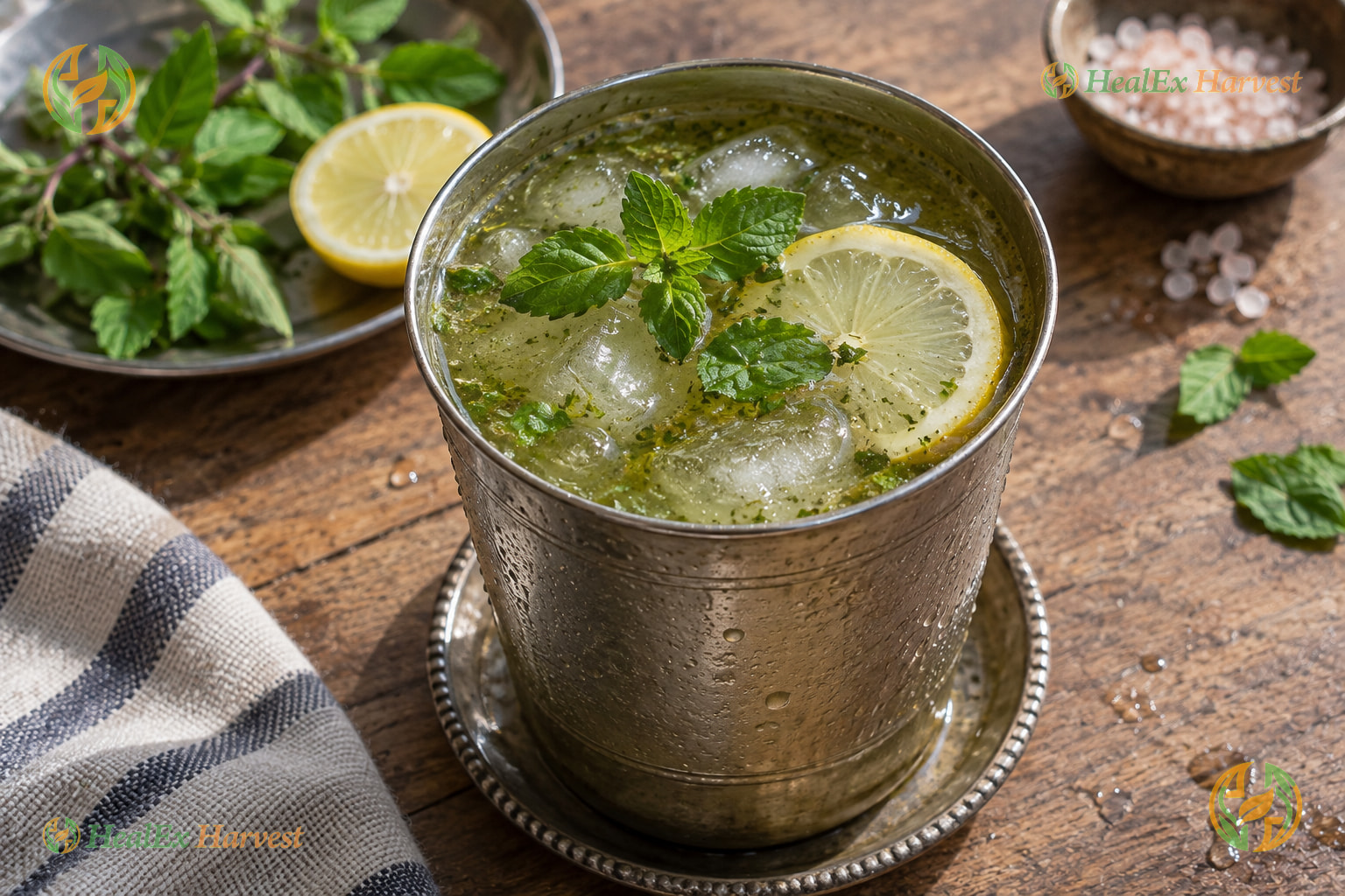 Holy Basil Tulsi Lemon Mint Iced Cooler (Stress Relief Elixir)