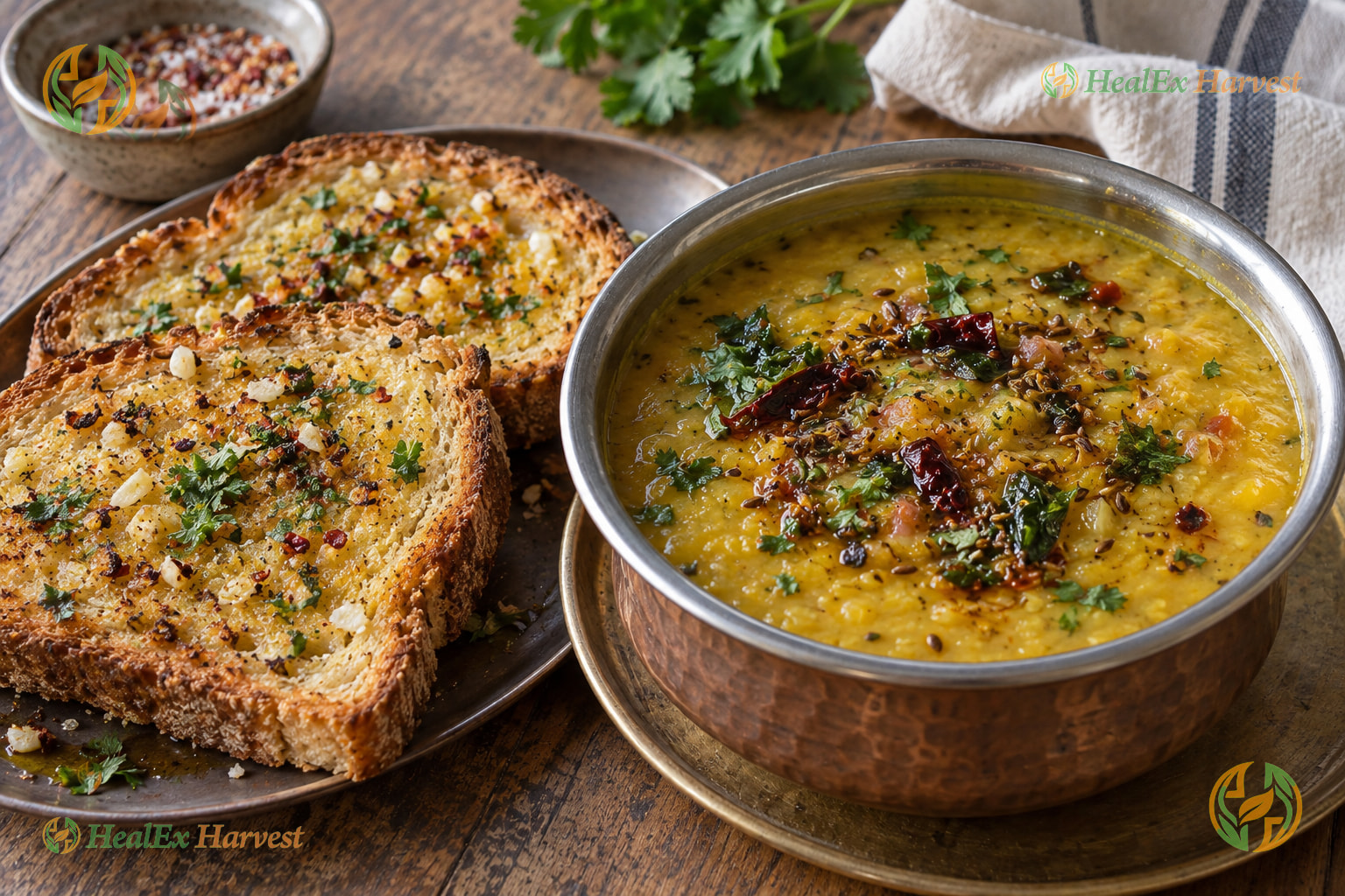 Immunity Garlic Butter Toast & Fragrant Dal Tadka