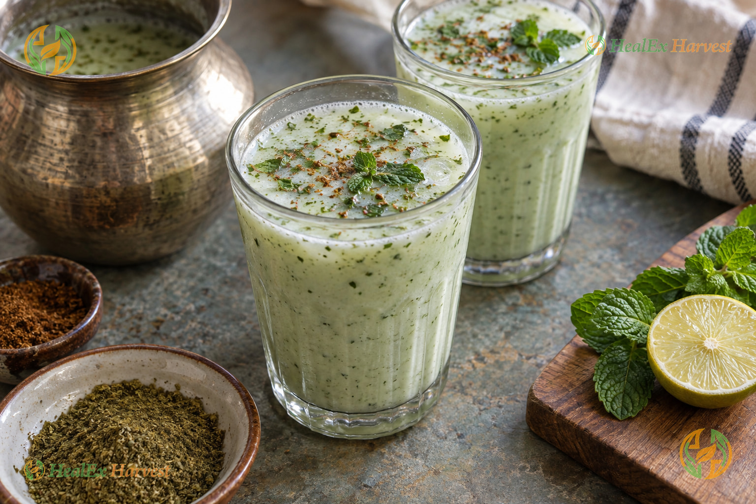 Cooling Mint Buttermilk & Pudina Shikanji (Digestion Cooler)