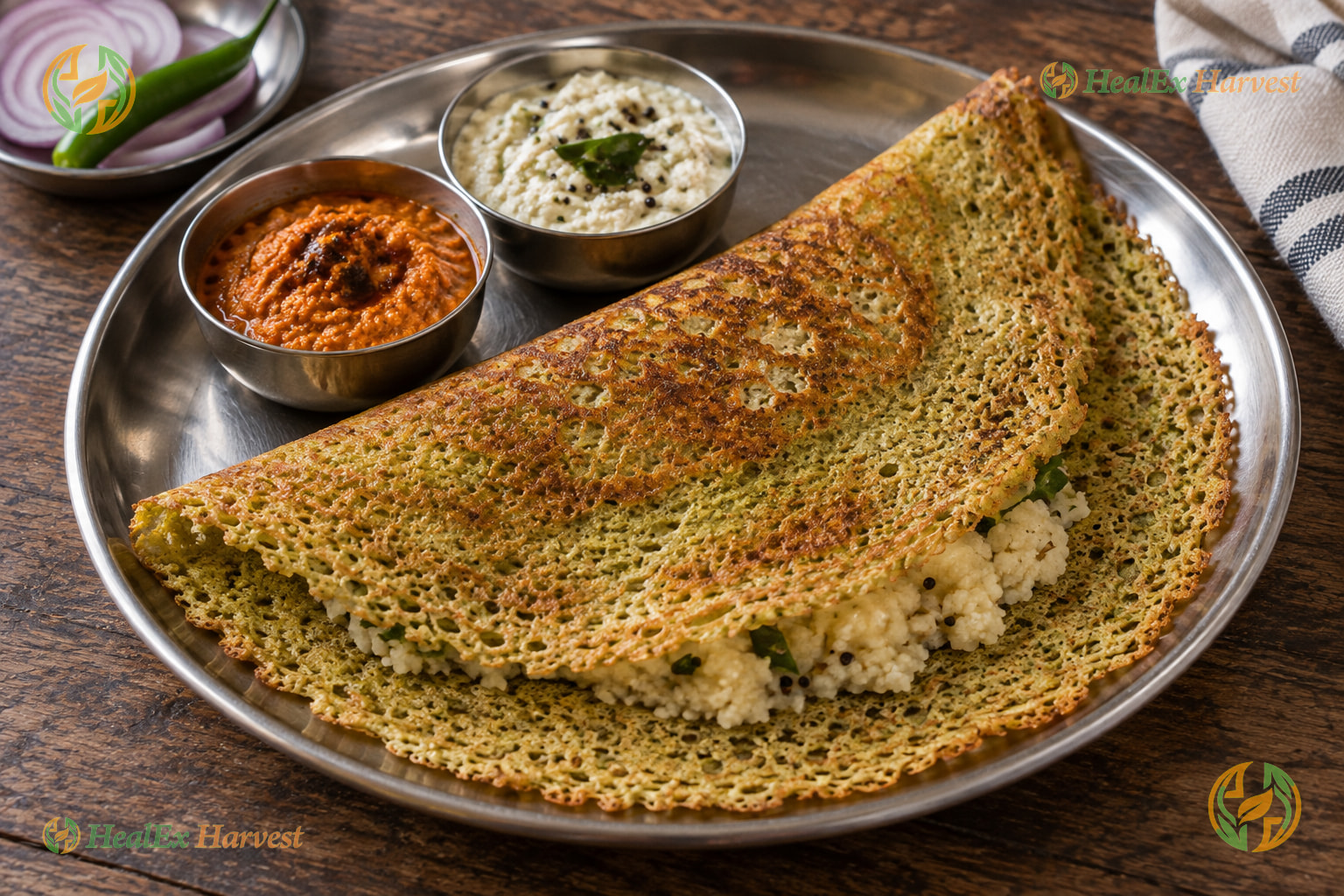 Traditional Andhra MLA Pesarattu (Crispy Whole Green Gram Dosa)