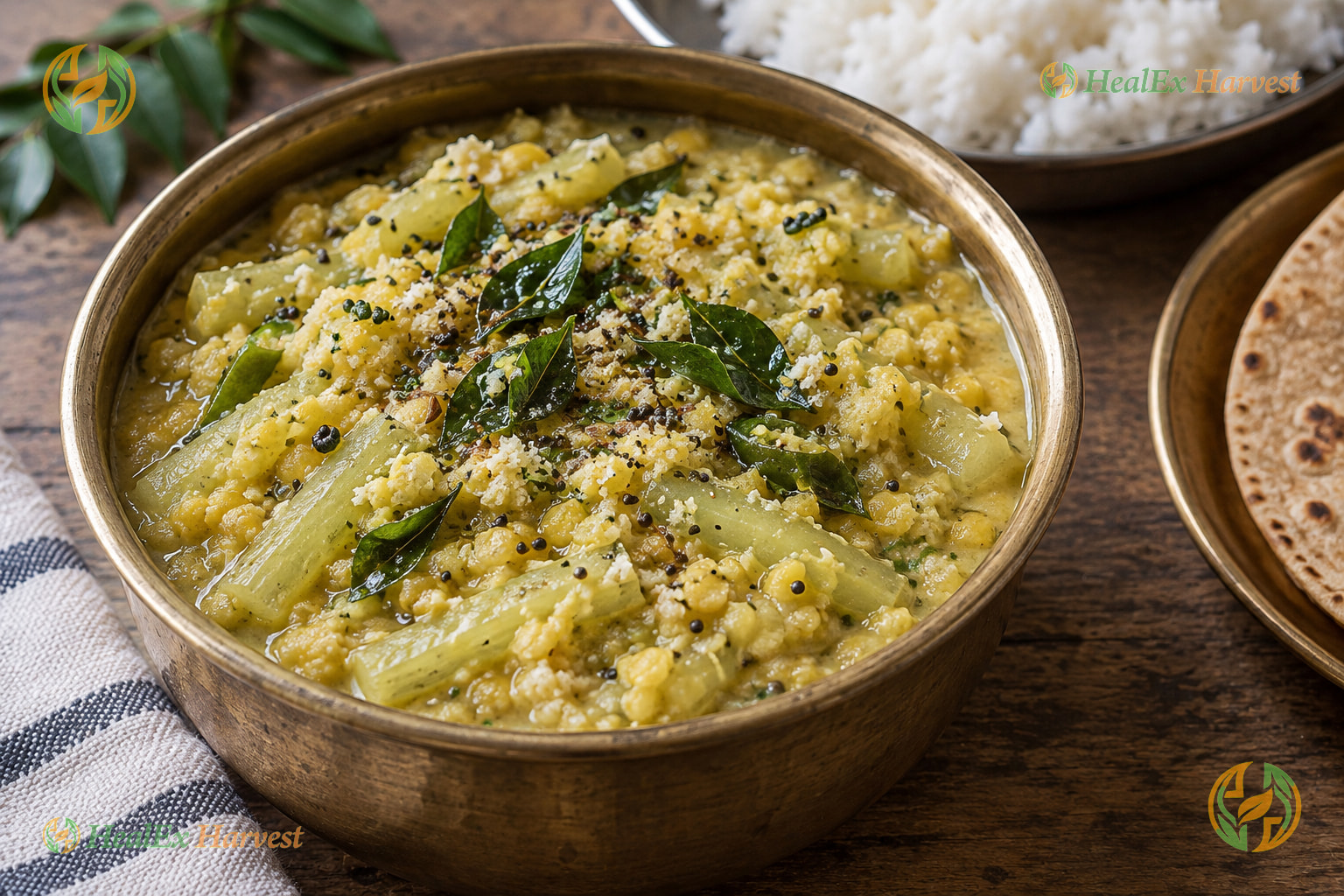 Traditional Snake Gourd Dal Kootu & Seasoning (Potlakaya Kootu)
