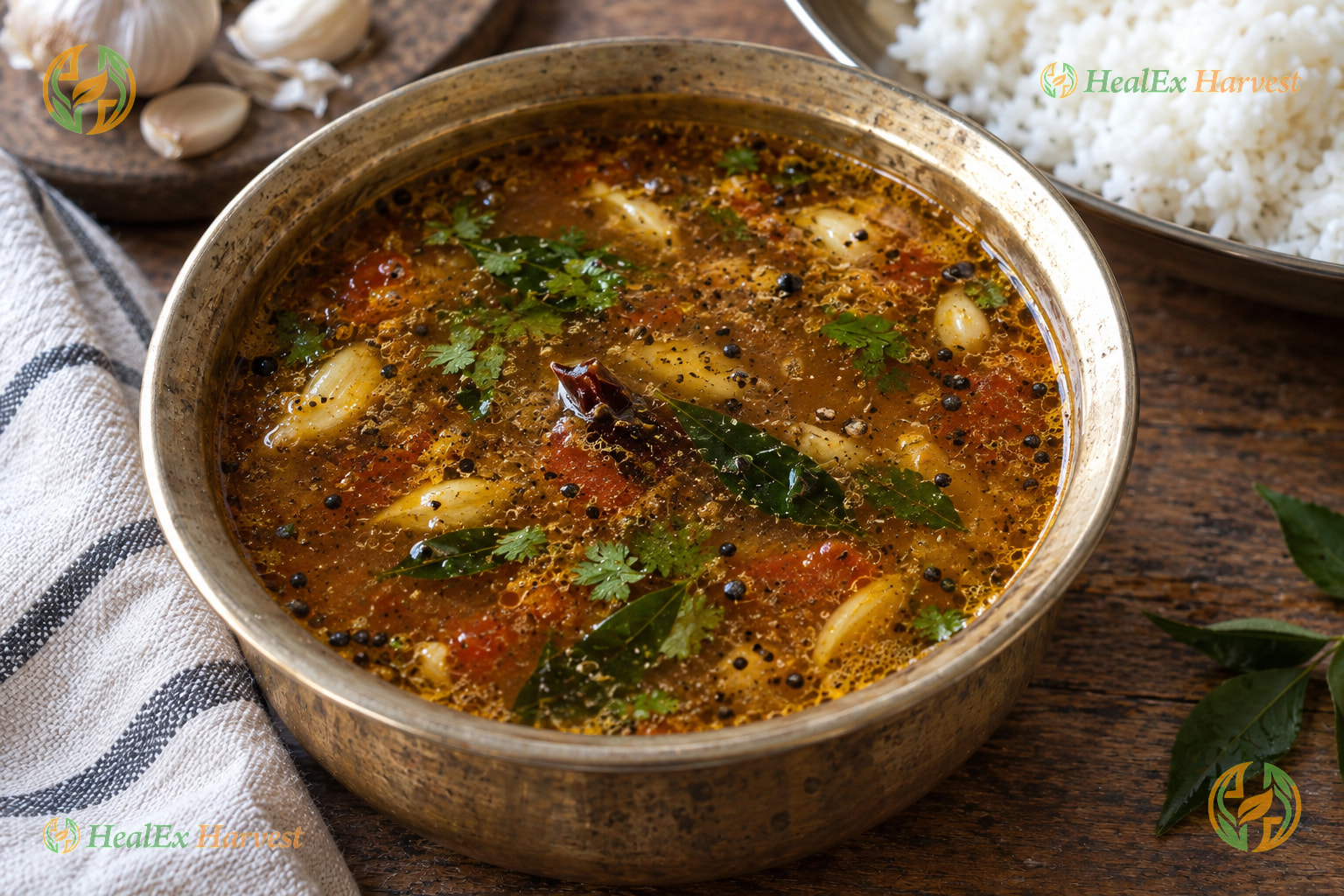Winter Garlic Pepper Rasam (Poondu Charu for Cold Relief)
